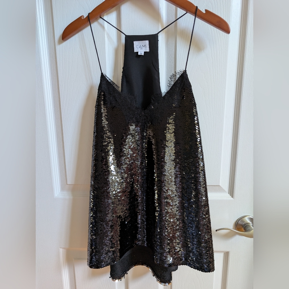 Cami NYC Black Sequin Top